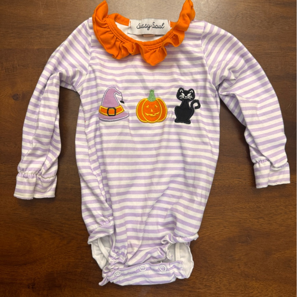 Sassy Soul Striped Halloween Baby Onesie